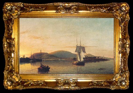 framed  Fitz Hugh Lane Camden Mountains from the South Entrance to the Harbor, ta009-2